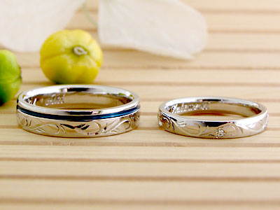 アイビー彫刻の結婚指輪