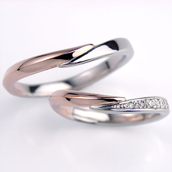 パラジウムとK14ピンクゴールドの格安結婚指輪