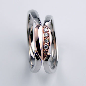 パラジウムとK14ピンクゴールドの格安結婚指輪