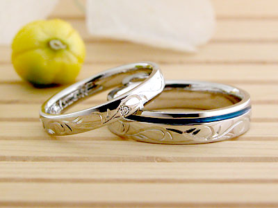 アイビー彫刻の結婚指輪