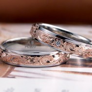 コンビカラーのハワイアン結婚指輪